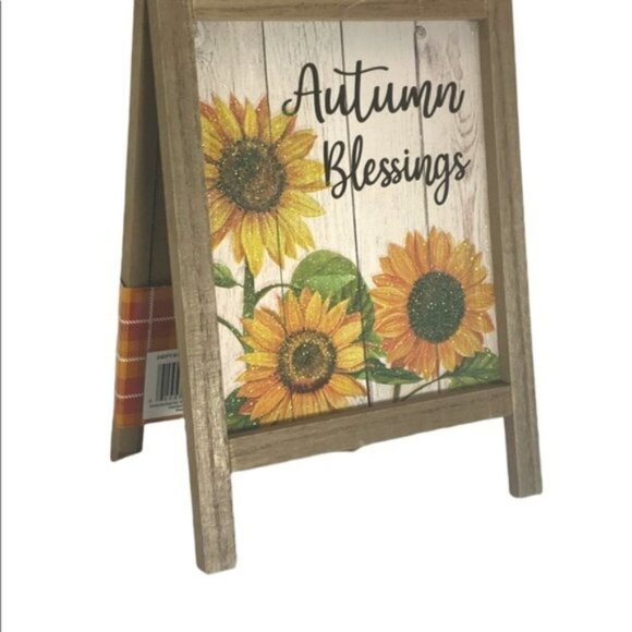 Autumn Blessings Table Decor Fall Flowers Easel Write On Blackboard 2 Sided - Picture 5 of 9